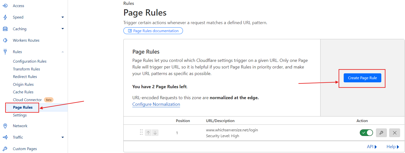 Create Page Rule