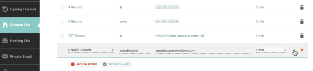 cname record dns manager