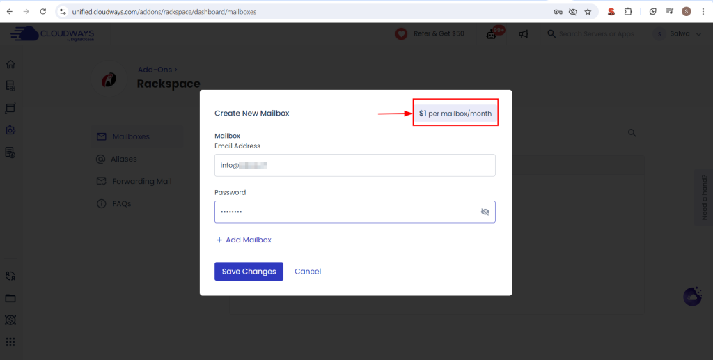 rackspace mailbox pricing