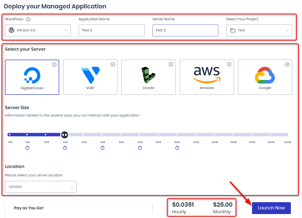 select your preferred cloud provider