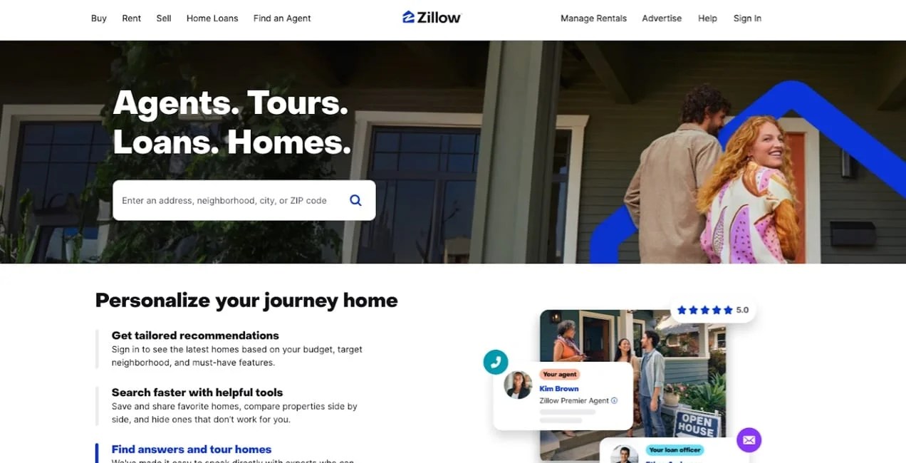 Zillow page for agents and more