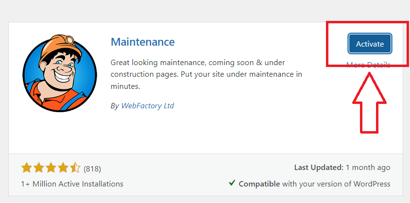 install maintenance mode plugin