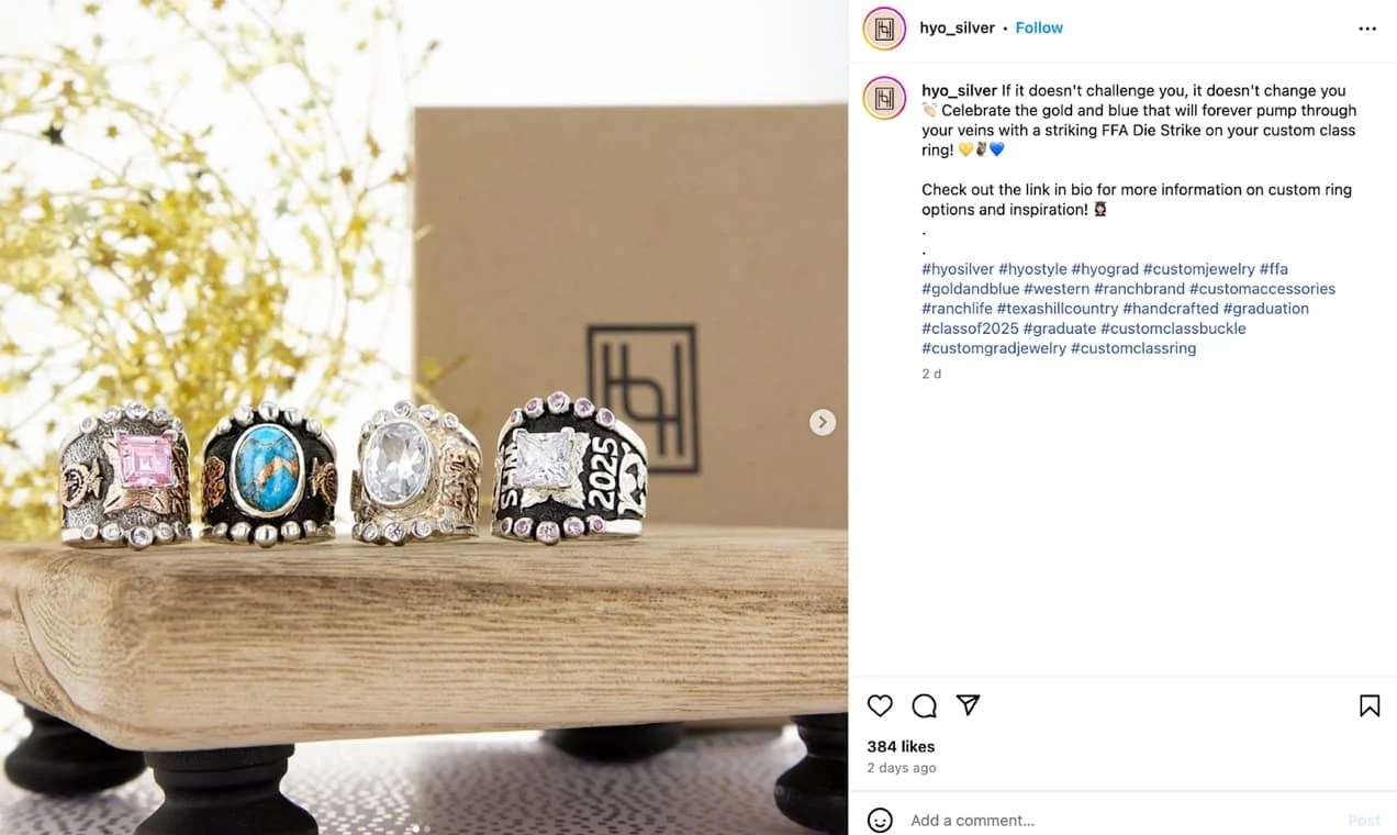 Hyo-Silver Instagram post with a photo of their jewelry