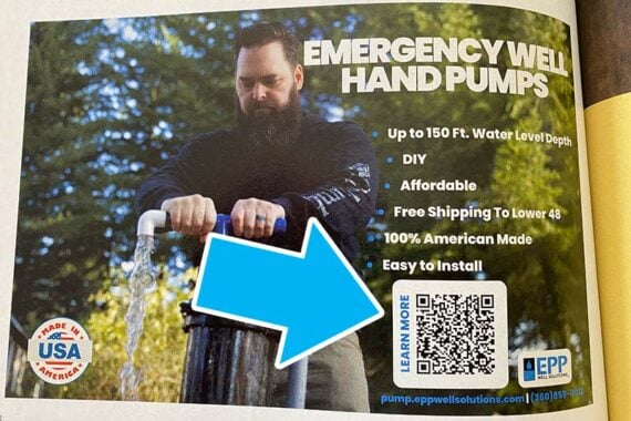 Advertisement with a QR code in Homestead Living magazine 