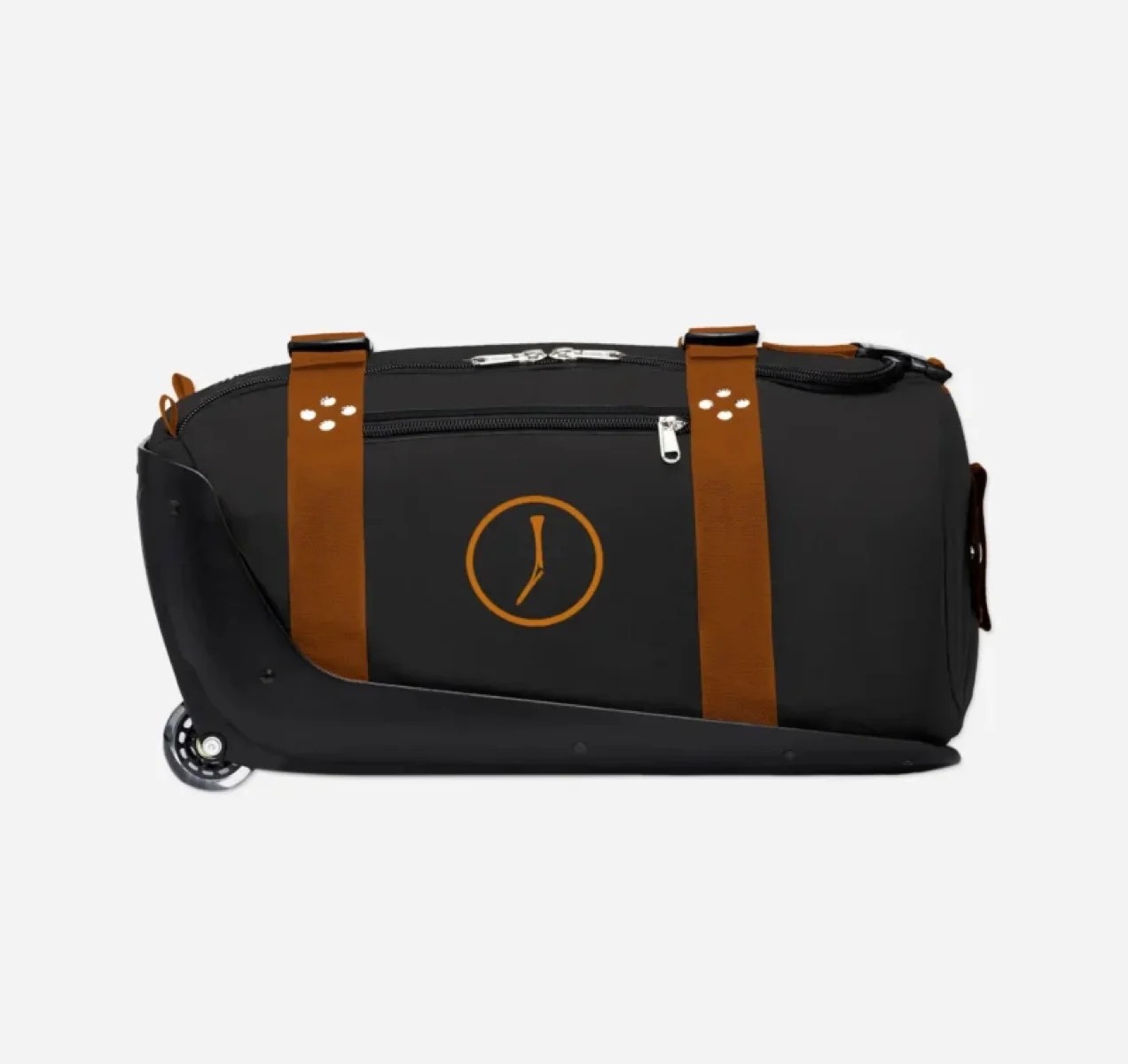 black and brown rolling duffel bag