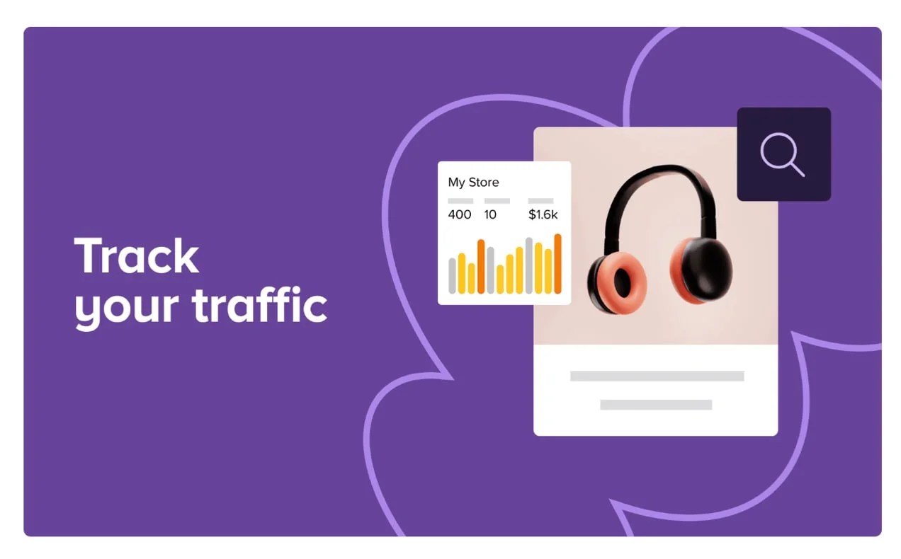 WooCommerce 'Track you traffic' call out section with product and analytics graphics.