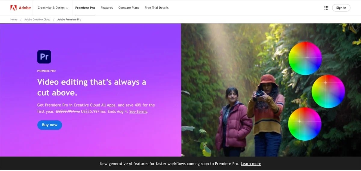 Adobe Premiere Pro homepage