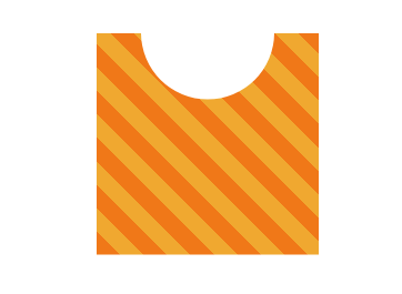 A square shape with a scalloped half circle cut out of the top.