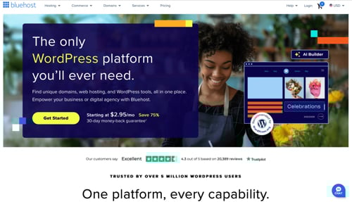 Home page of Bluehost Home page of Bluehost