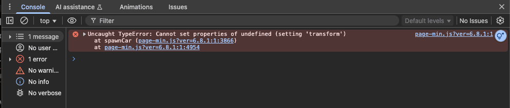 Uncaught TypeError: Cannot set properties of undefined.