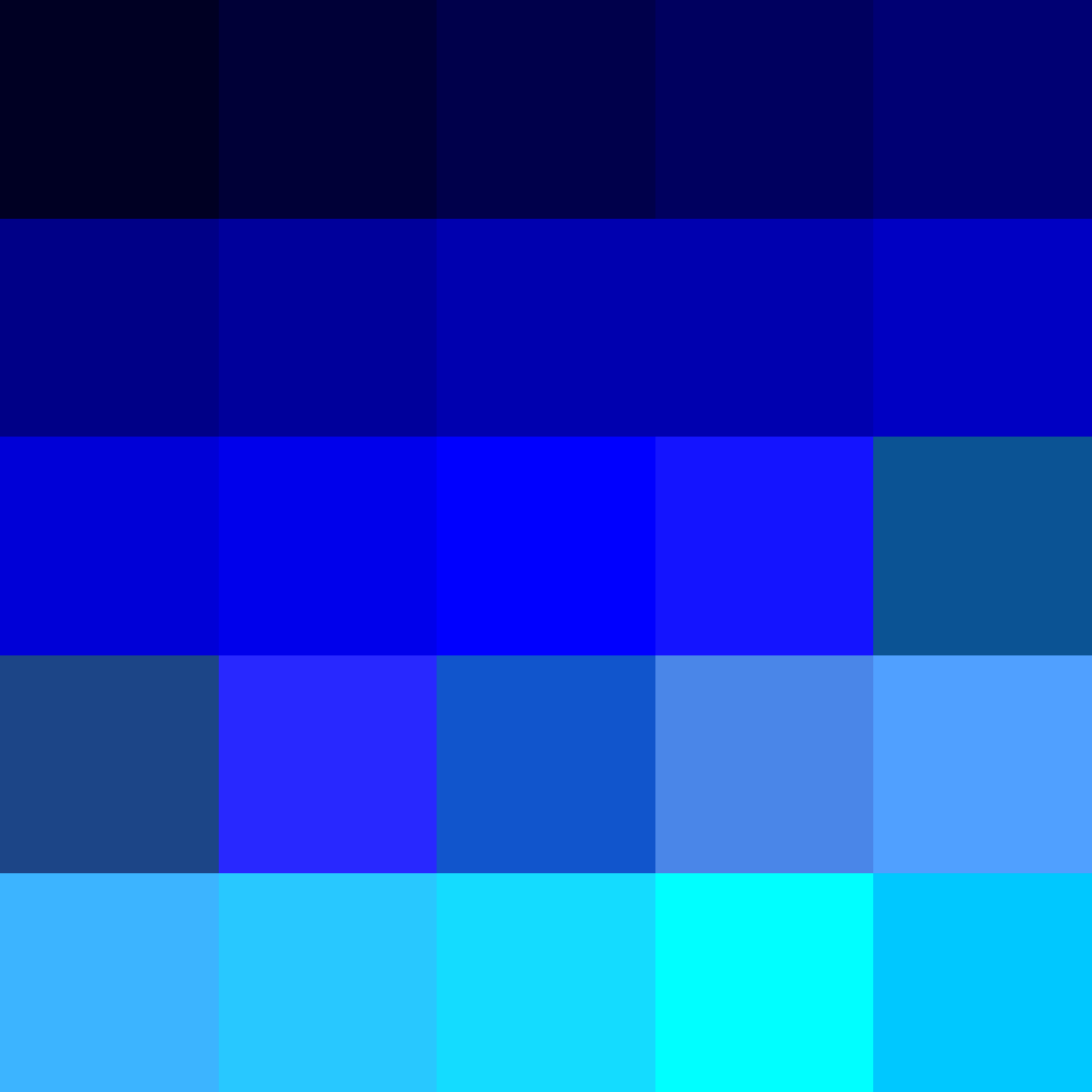 Different shades of blue