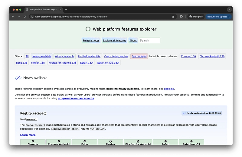 Web Platform Features Explorer
