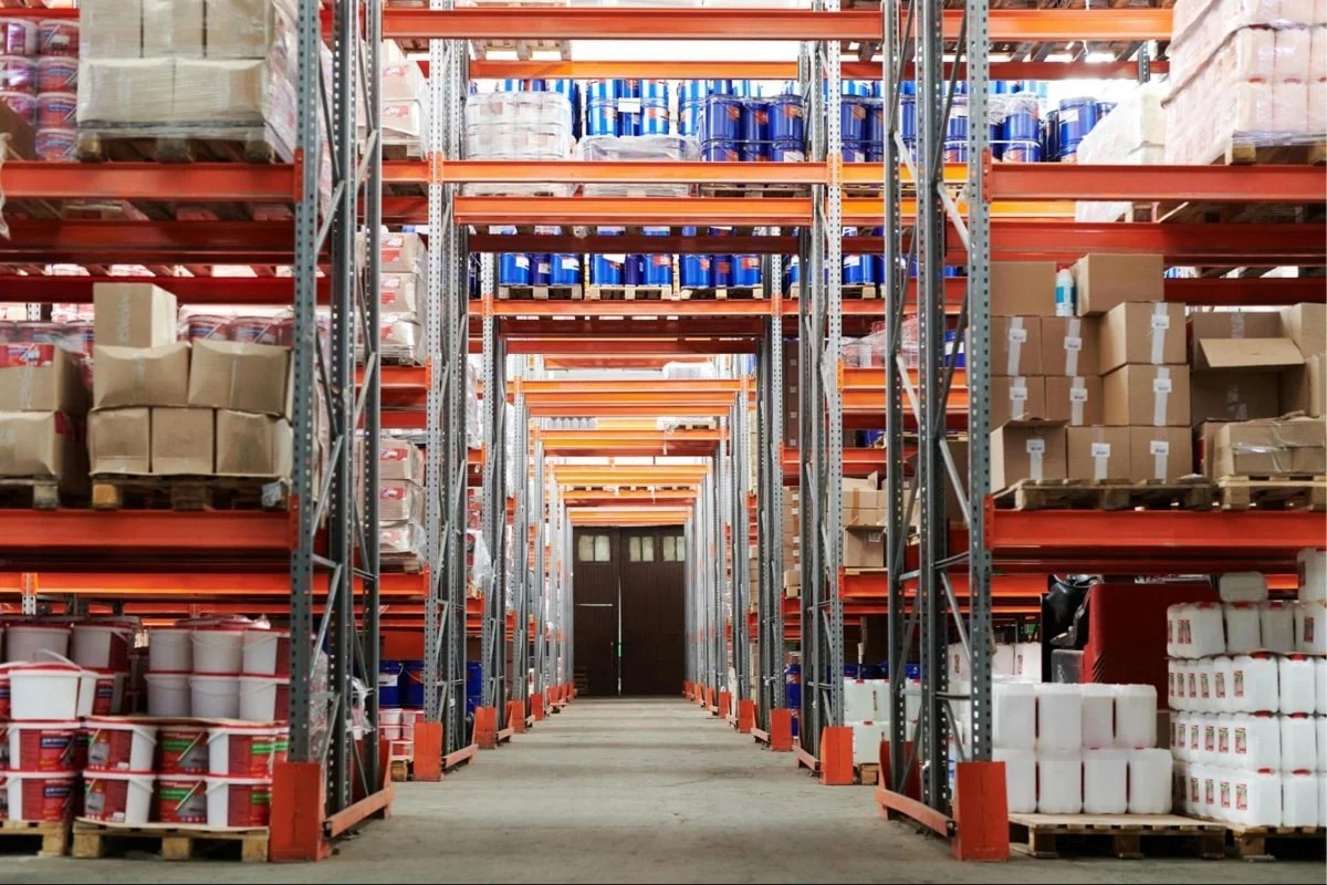 large warehouse full of products