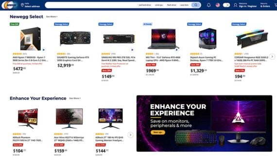 Home page of Newegg Home page of Newegg