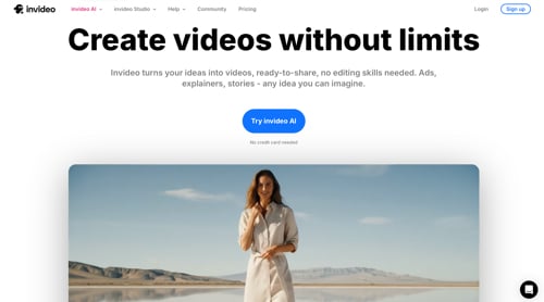 Home page of Invideo Home page of Invideo