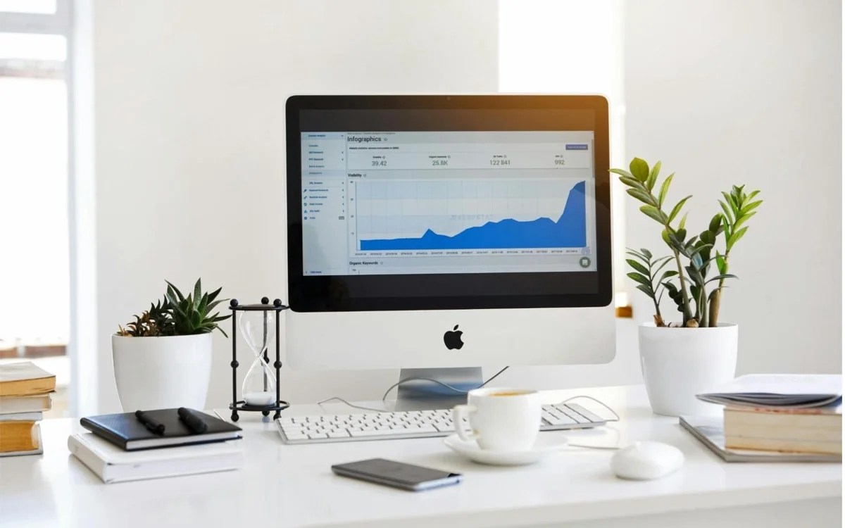 desktop computer showing analytics