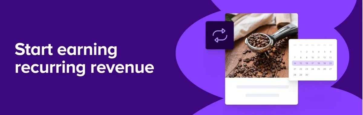 purple background with text "start earning recurring revenue"