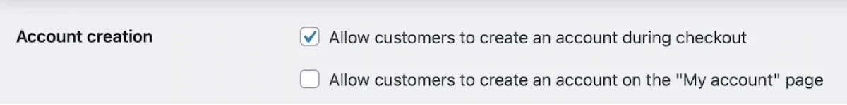 checkbox to allow customers to create an account