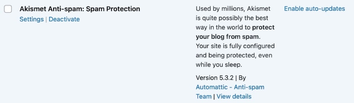 Akismet option for enabling auto-updates