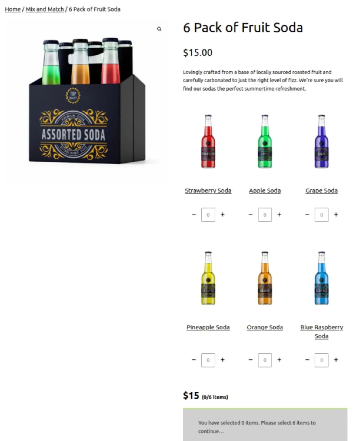 example of mixing and matching products, featuring assorted sodas