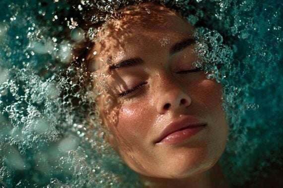 Photo of a 20-something female in a swimming pool Photo of a 20-something female in a swimming pool