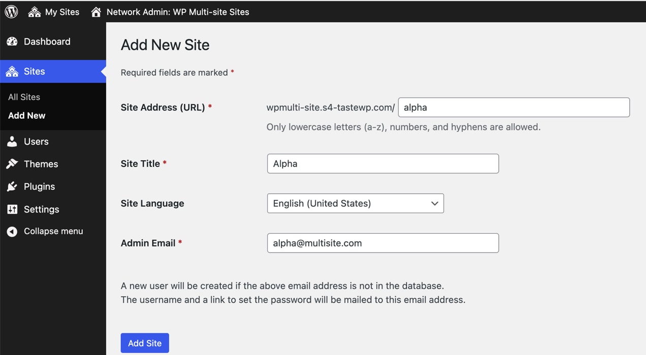adding a new site