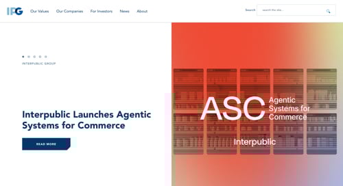 Web page from Interpublic announcing its agentic systems for commerce Web page from Interpublic announcing its agentic systems for commerce