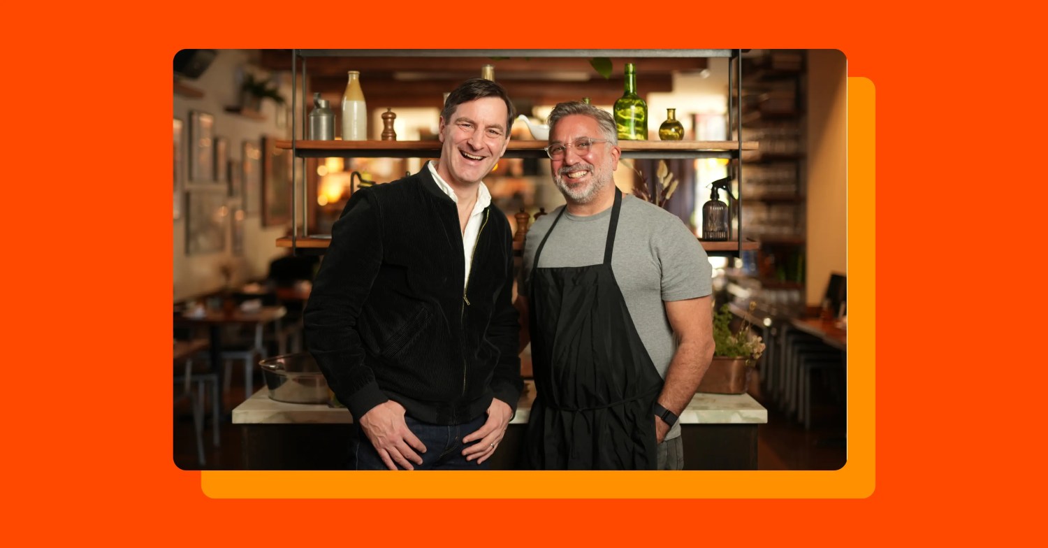 a photo of Andrew Garner, CEO of Brodo, left and Marco Canora, Chef and Founder of Brodo, right