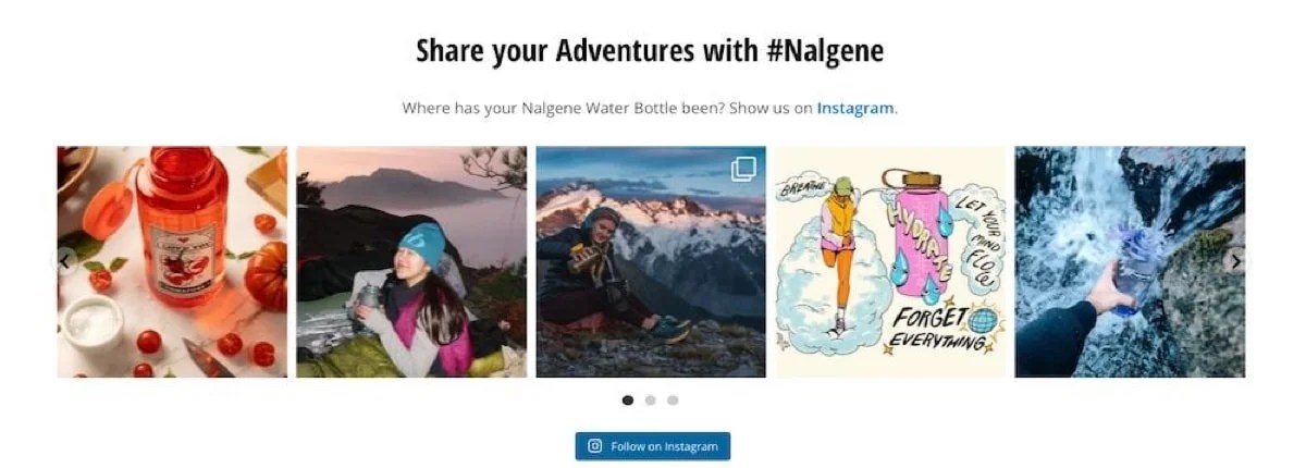 encouragement to share adventures and tag Nalgene on Instagram