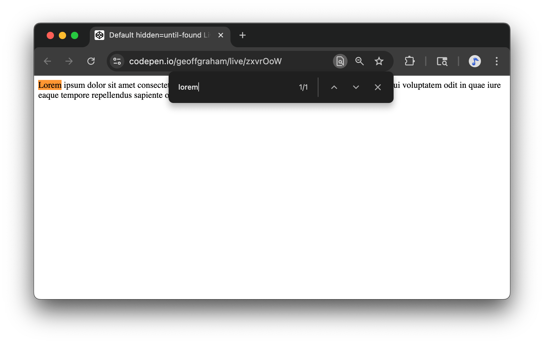 Highlighting a single matched search term.