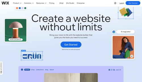 Home page of Wix Home page of Wix