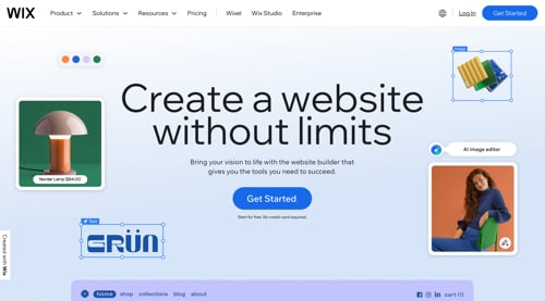 Home page of Wix Home page of Wix