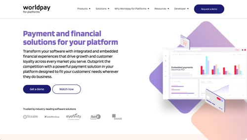 Home page of Worldpay for Platforms