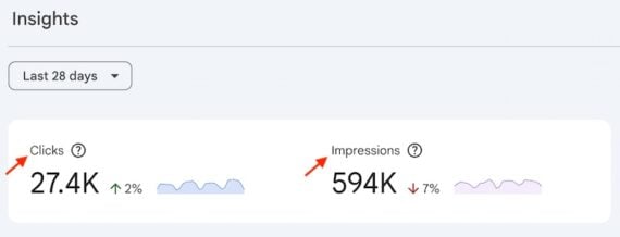 Screenshot of the top section in Insights