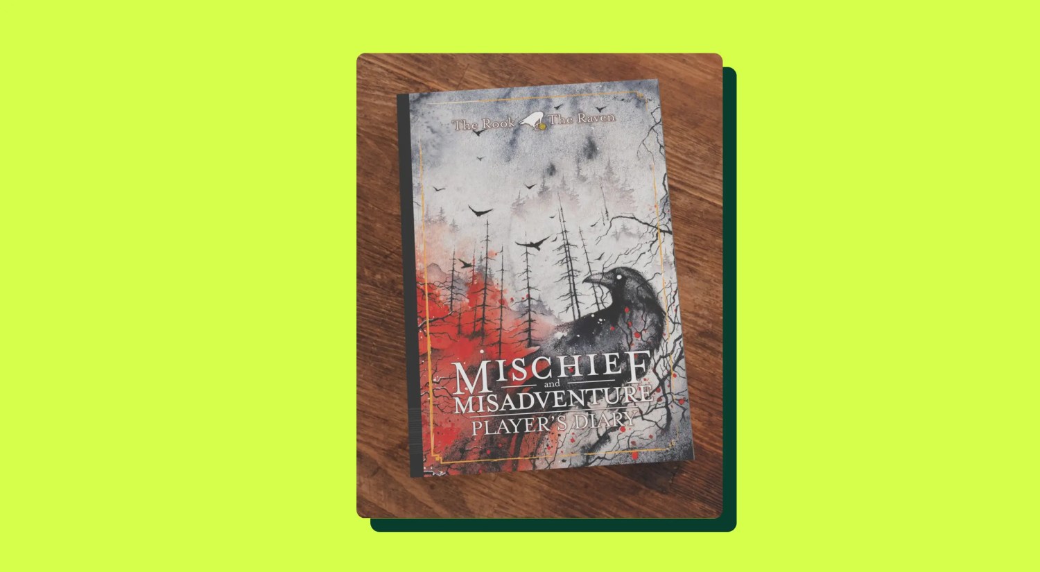 a photo of a dungeons and dragons game journal on a light green background