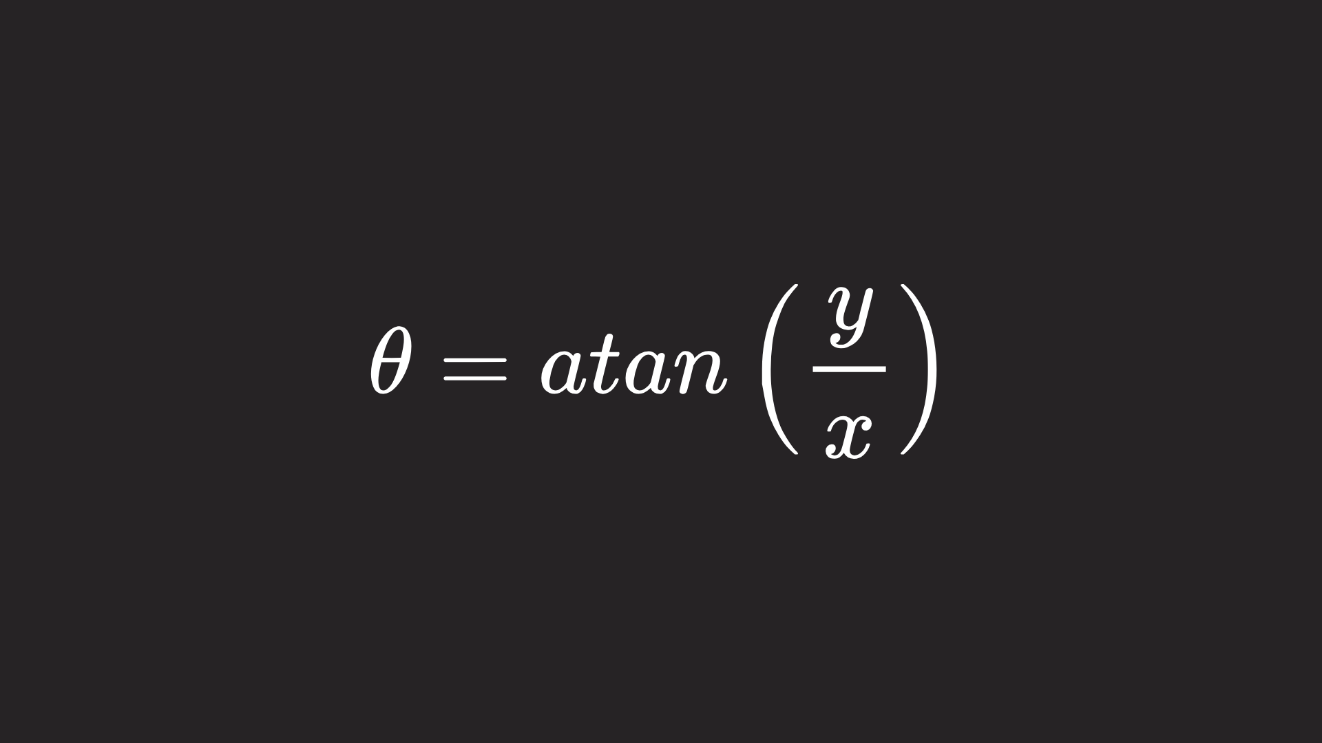 And angle is equal to the a-tangent times the value of the y-coordinate divided by the x-coordinate.