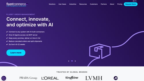 Home page of Fluent Commerce