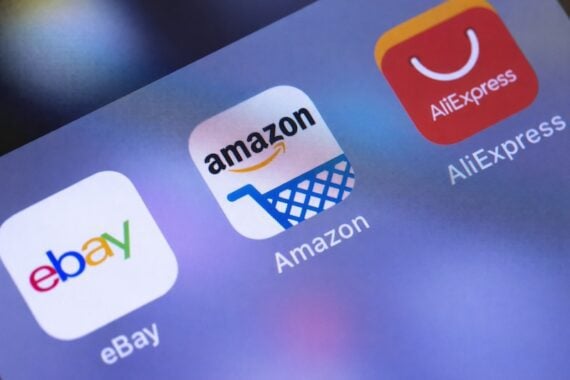 Shopping app icons on a smartphone screen