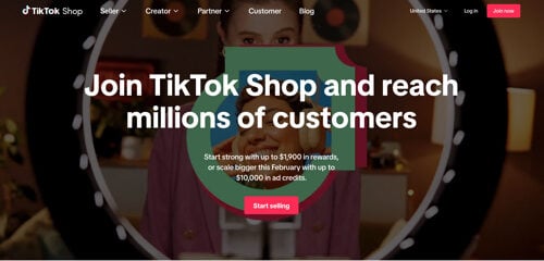 Home page of TikTok Shop