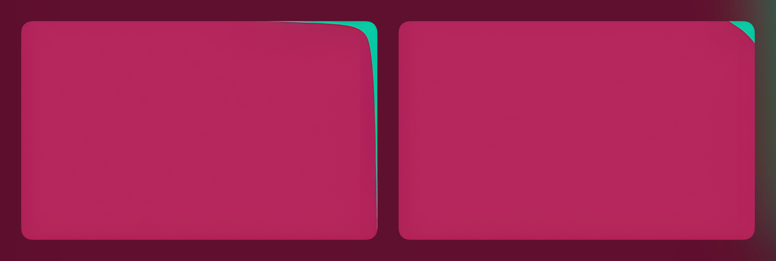 Two versions of the same magenta colored rectangle side-by-side. The left shows the top-right corner more rounded than the right which is equally rounded.