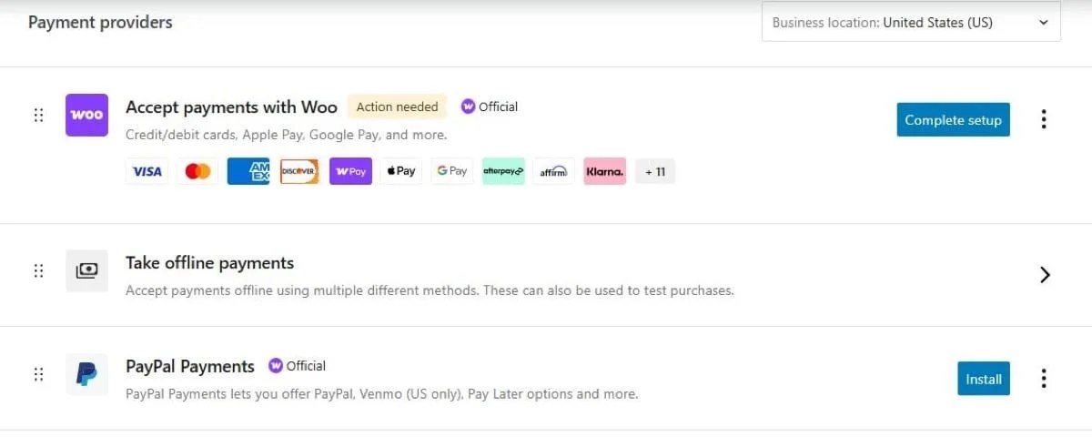 choosing a payment provider in WooCommerce