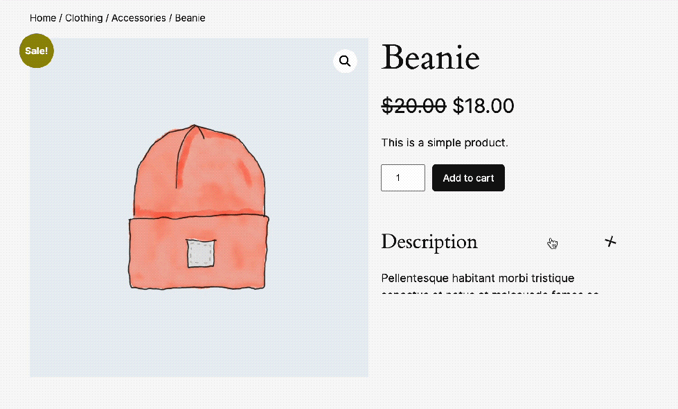animation of someone expanding the Description tab