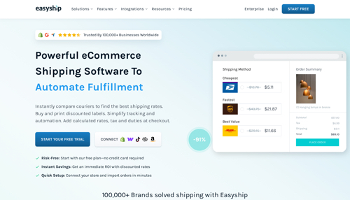 Home page of Easyship