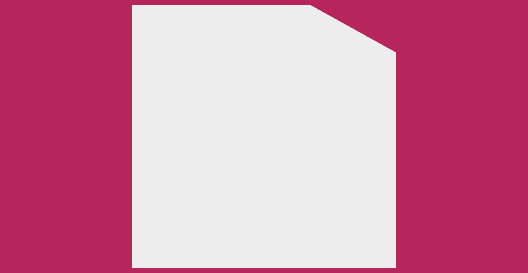 White paper with a diagonal cut in the top-right corner.