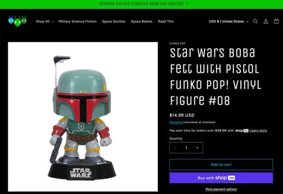 Screenshot of a Funko collectible for sale on an ecommerce product page
