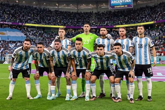 Photo of a soccer team in a huge area