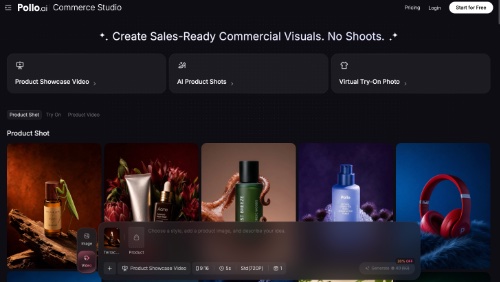 Web page for Pollo AI's Commerce Studio
