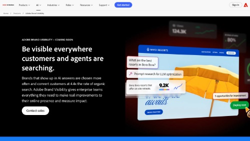 Web page of Adobe Brand Visibility