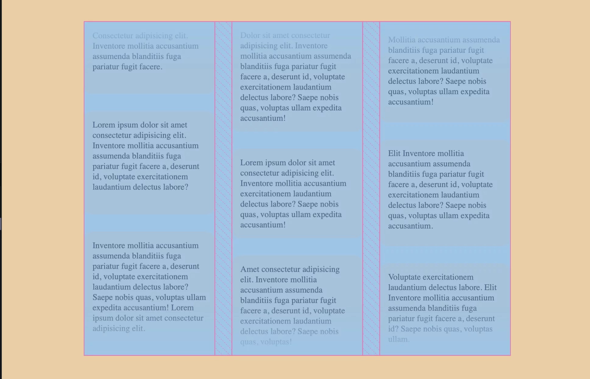 Highlighting the vertical space between the parent container and its child elements.