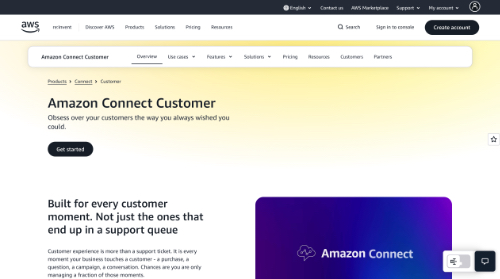Web page for Amazon Connect Customer